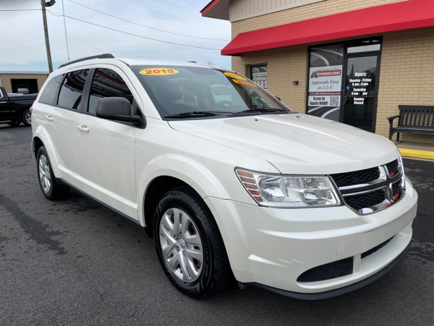 2015 White Dodge Journey (3C4PDCAB5FT) with an 4-Cyl, 2.4 Liter engine, Automatic, 4-Spd w/AutoStick transmission, located at 8008 Warden Rd, Sherwood, AR, 72120, (501) 801-6100, 34.830078, -92.186684 - Photo#1